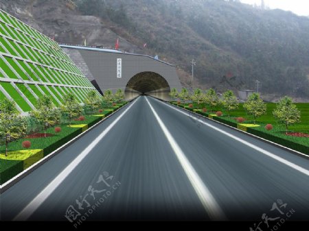 隧道入口绿化效果图图片