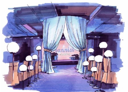 婚礼宴会仪式厅手绘表现兰尼斯图片
