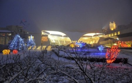 泰山东尊酒店雪景夜景图片