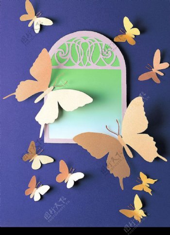 可爱的纸雕蝴蝶图片
