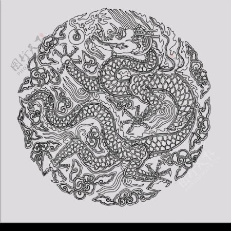 中國傳統文化黑色龍紋图片