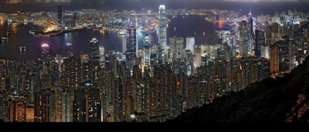 香港全景拍摄自维多利亚山顶图片