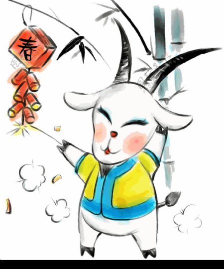 中国水墨画12生肖羊图片