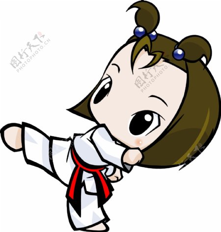 跆拳道卡通小女孩图片