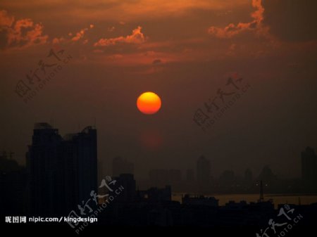 城市夕阳图片