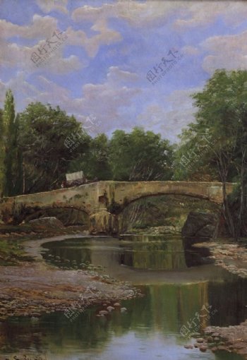 拱桥油画图片