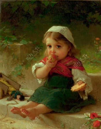女孩吃水果图片