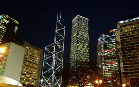 香港中环高楼夜景图片