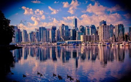 加拿大温哥华日落时景色图片