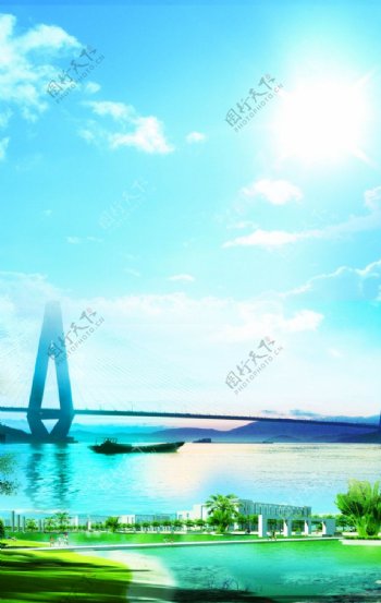 大桥蓝天图片