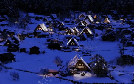 雪夜美景图片