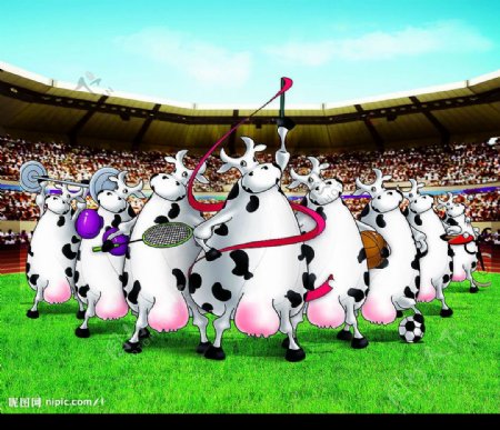 奶牛运动员宣传广告图片