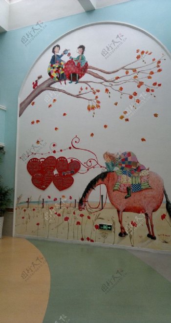 幼儿园手绘装饰墙图片