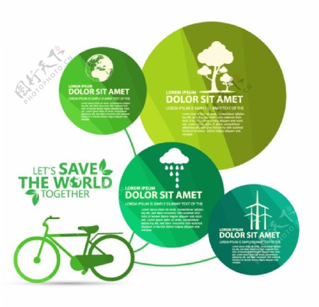 自行车与绿色环保图标图片