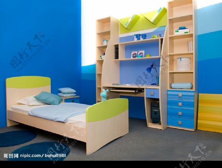 蓝色儿童的房间图片