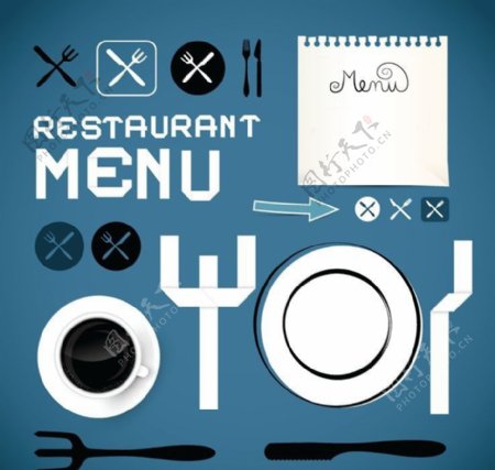 饭店彩带图片餐饮图标