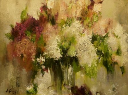 花卉抽象油画图片