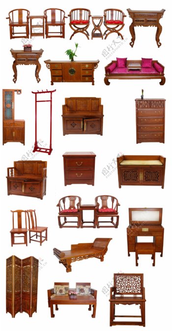 桌椅床柜红木家具榆木家具图片