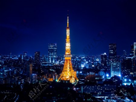东京铁塔夜色图片