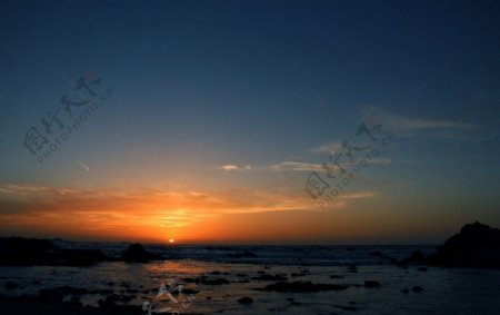 海面日落图片