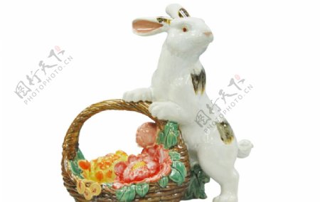 兔子瓷器花开富贵图片