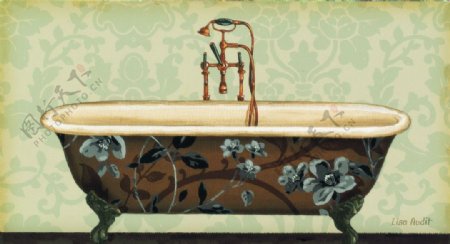 西式风格工艺绘画浴缸图片