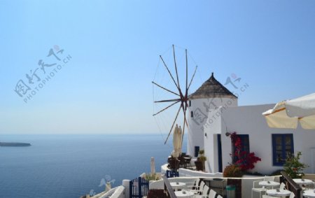 希腊海边房子图片
