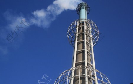 工业热能发电厂烟囱图片