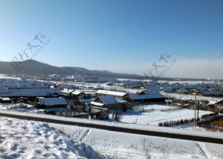 好里堡东山冬天下风景图片