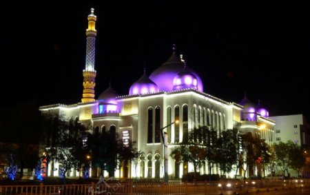 呼和浩特阿拉伯宫夜景图片