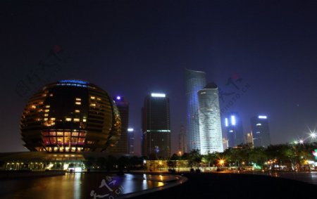 夜景杭州钱江新城图片