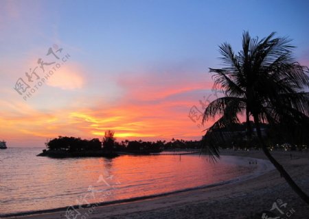 海滨夕阳图片