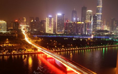 广州大桥夜景珠江新城方向图片
