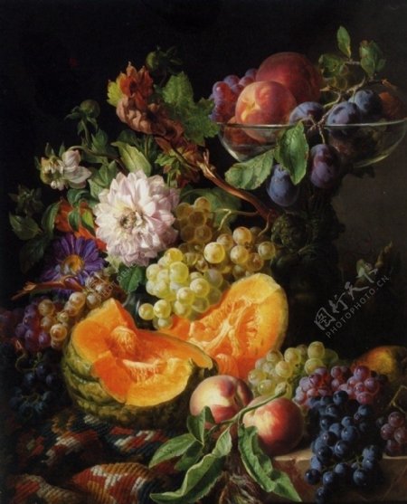 葡萄和甜瓜同秋季花图片