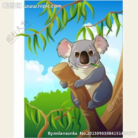 可爱小动物绿色树袋熊图片