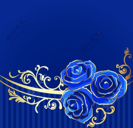 美丽的蓝色玫瑰背景图片