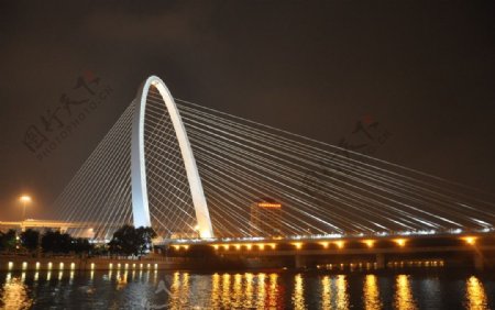 天津海河桥梁夜景图片