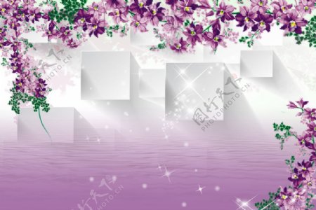 紫色浪漫影视背景墙图片