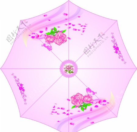 玫瑰印花雨伞图片
