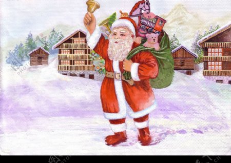 手绘圣诞老人送礼物图片