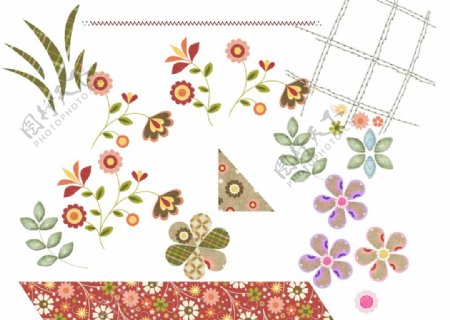剪贴素材布纹花缝纫图片