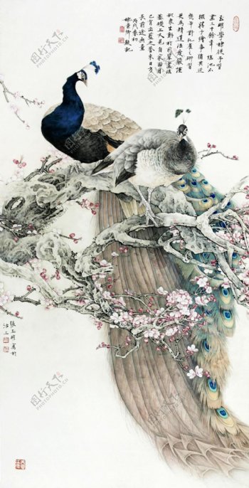 张玉明工笔花鸟系列图片