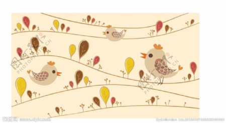 韩国可爱小鸟矢量底纹图片