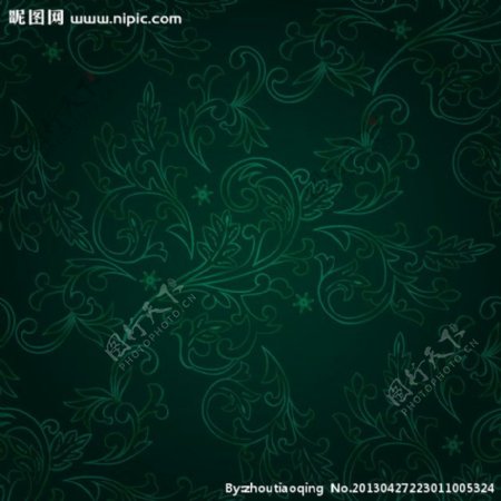 绿色无缝古典花纹背景图片
