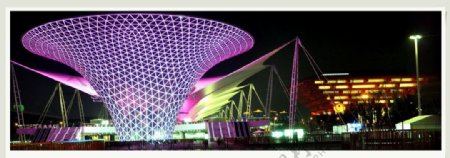 世博会晚上中国馆园林灯光美丽图片