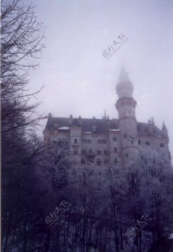 城堡雪景图片