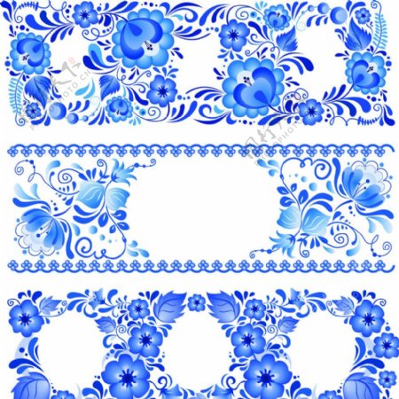 蓝色欧式花纹图片