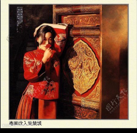 姜国芳的清宫油画春风吹入紫金城图片