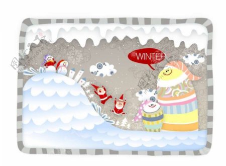 冬季雪人卡通背景图片