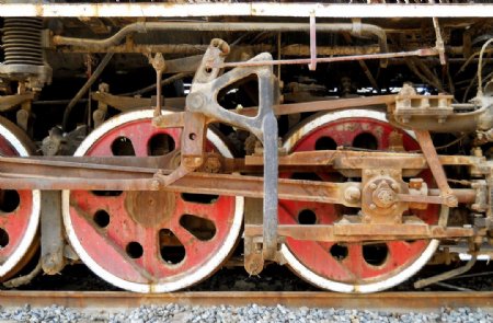 蒸汽机车主轮特写图片